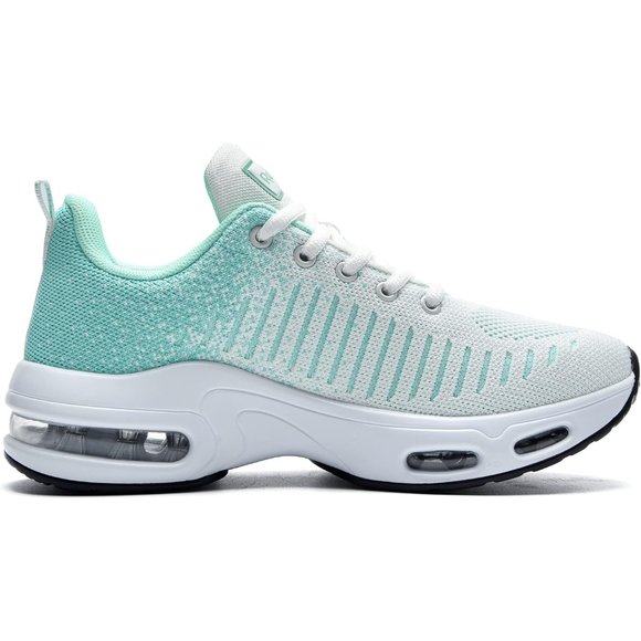 Women Tennis Sports Athletic Workout Running Sneakers White Green Lightweight - Picture 4 of 6